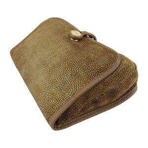 BORBONESE Clutch bag Brown beige gold Women 91901 Authentic secondhand